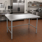 Thumbnail image #2 for John Boos Stallion ST4R1.5-30108SBK 108-Inch Stainless Steel Cocktail Station Work Table, Open Base, 14-Gauge Top, 1-1/2-Inch Rear Up-Turn