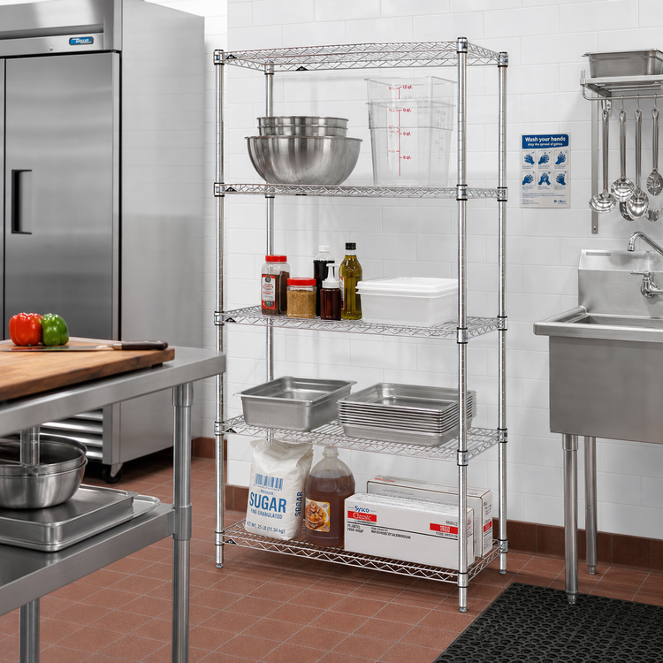 Product image #2 for Metro Super Erecta Super Adjustable 4-Shelf Chrome-Plated Wire Shelving Starter Unit, 24 Inches W x 18 Inches D x 63 Inches H
