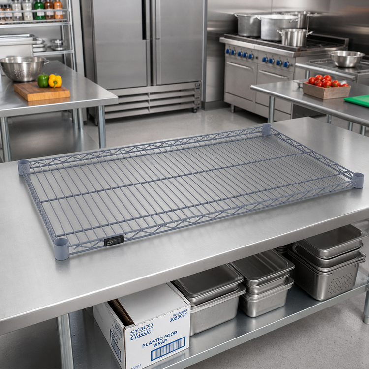 Product image #2 for Quantum 48" x 36" Gray Epoxy Antimicrobial Wire Shelf, 600-800 lb Capacity