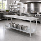 Thumbnail image #2 for Advance Tabco AG-3612 144 x 36-Inch Flat-Top Work Table, 16-Gauge 430 Stainless Steel, Adjustable Galvanized Undershelf