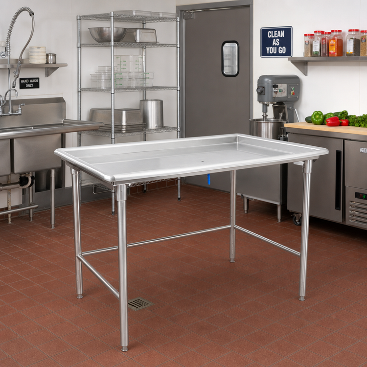 Product image #2 for John Boos 60-7/8 x 30-3/8 Inch Stainless Steel Sorting Table with 2-1/4 Inch Raised Edge