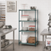 Thumbnail image #2 for Quantum Wire Plastic Mat 4-Tier Stationary Shelving Unit, 36W x 14D x 74H, Green Epoxy