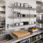 Thumbnail image #2 for Eagle Group QuadTruss S2-3B-SSW1848C 3-Tier Wall-Mounted Open Wire Shelf Kit with Stud Brackets, 48 x 18 in, Chrome