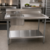 Thumbnail image #2 for BK Resources 48-Inch Left-Side Prep Sink Work Table with 18/304 Stainless Steel Top and 6-Inch Backsplash