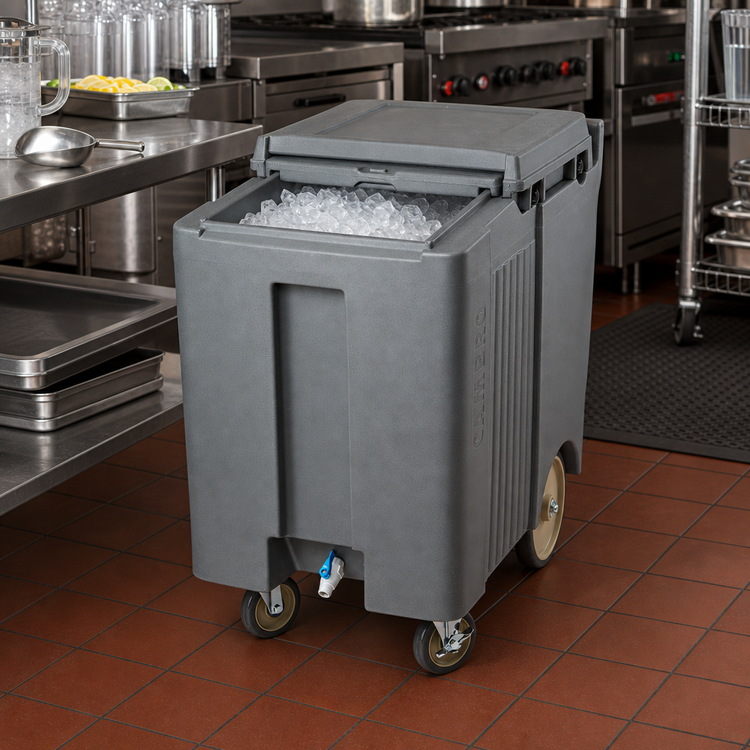 Product image #3 for Cambro SlidingLid Tall Mobile Ice Caddy with Easy Wheels, 175 lb Capacity, Granite Gray
