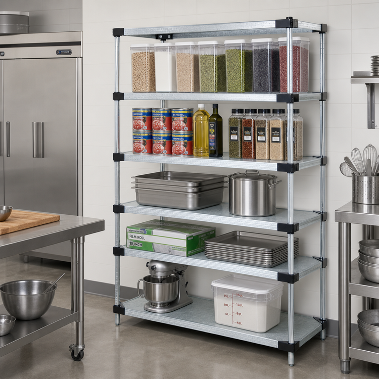 Product image #2 for Quantum Solid Shelving Starter Kit, 72 Inch Wide x 12 Inch Deep x 86 Inch High, 5-Shelf Stationary Unit