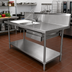 Thumbnail image #2 for Advance Tabco Poly-Vance 96-Inch x 30-Inch Stainless Steel Sink Prep Table with Dual Bowls, Faucet, Cutting Board, Drawer and Undershelf
