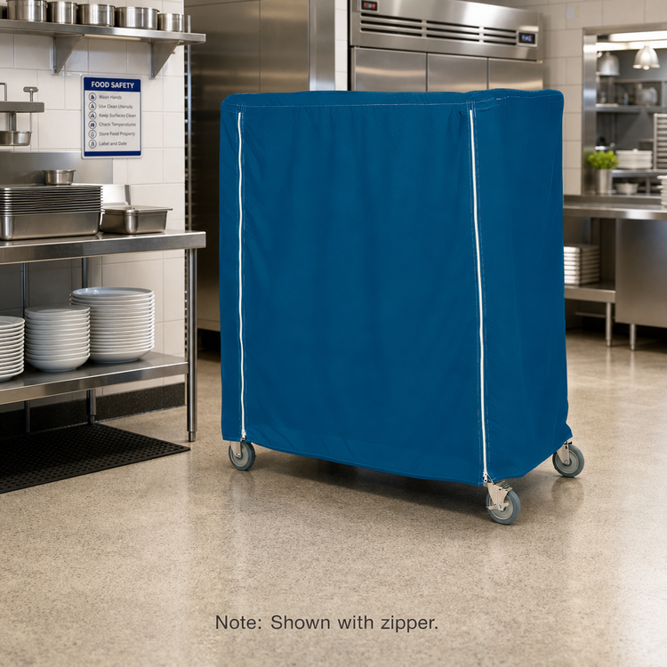 Product image #2 for Metro Waterproof Vinyl-Nylon Banquet Cart Cover, 48 x 21 x 74 Inches, Mariner Blue