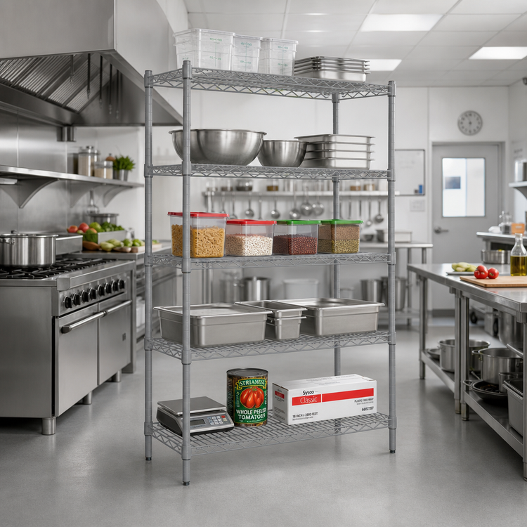 Product image #2 for EagleGard 5-Tier Wire Add-On Shelving Unit, 48 x 21 x 74 Inches, Hybrid Epoxy Finish