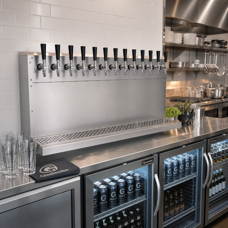 Product image #2 for Glastender 12-Faucet Wall-Mount Air-Cooled Draft Dispensing Tower
