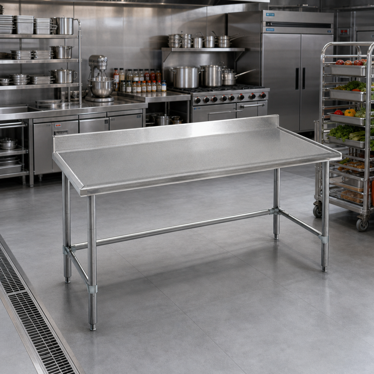 Product image #2 for Spec-Master Marine Series Stainless Steel Work Table, 84 x 30 Inches, 4-1/2 Inch Backsplash