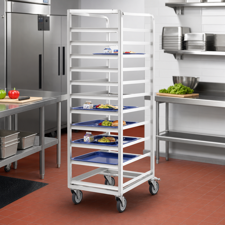 Product image #2 for Channel Stainless Steel Single-Section Cafeteria Tray Rack, 23 x 30 x 64 Inches, End Load, 18-Tray Capacity