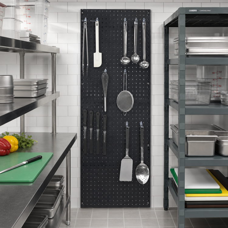 Product image #2 for Cambro Camshelving Pegboard Storage System, 24 x 48 Inch, Matte Black ABS Plastic
