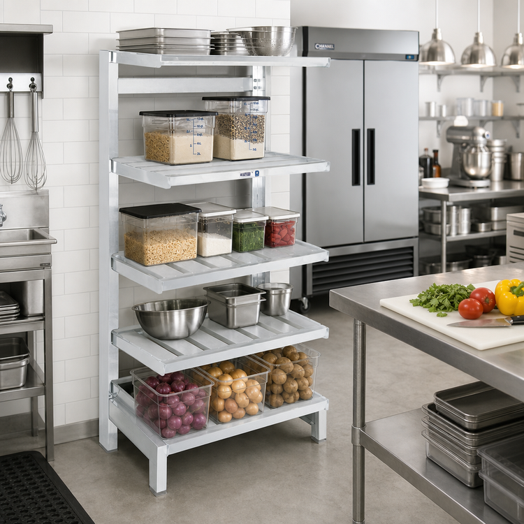 Product image #2 for Channel Manufacturing Cantilevered 4" E-Channel Aluminum Shelf, 42" W x 20" D x 72" H