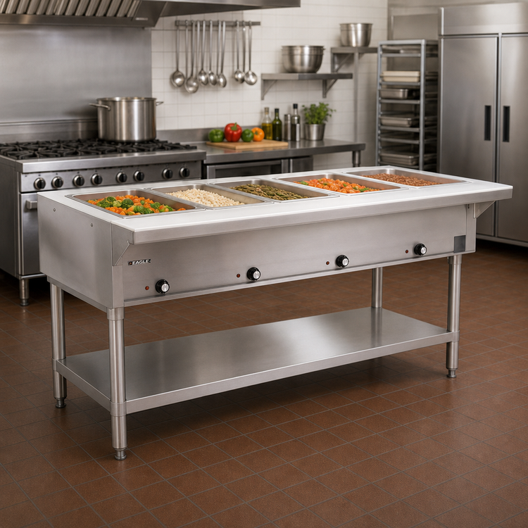 Product image #2 for Eagle Group SDHT5-240-3 Electric Open Base Hot Food Table, 5-Well, 79 Inch, 240V, 3-Phase