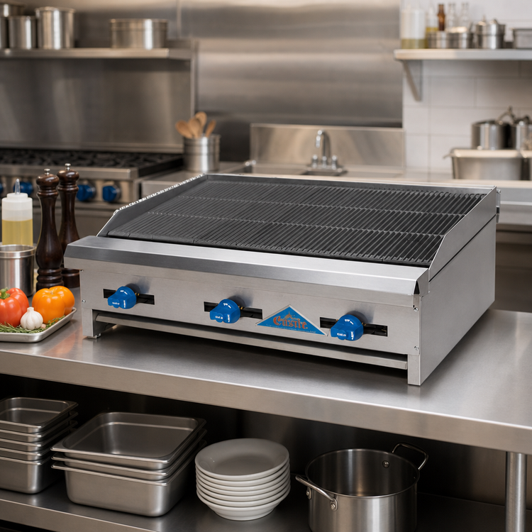 Product image #2 for Comstock-Castle ELB30 30-Inch Countertop Gas Char-Broiler, Lava Rock, 72,000 BTU