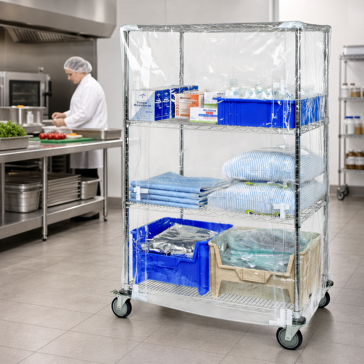 Product image #2 for Quantum Wire Cart Cover, 18 x 60 x 63 Inch, 10-Gauge Clear Vinyl with Velcro Flap