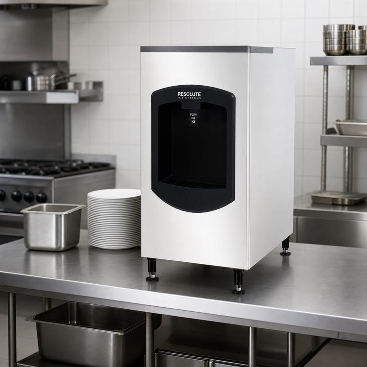 Product image #2 for Resolute Ice Systems IDB130 Countertop No-Touch Ice Dispensing Bin, 130 lb Storage, Stainless Steel