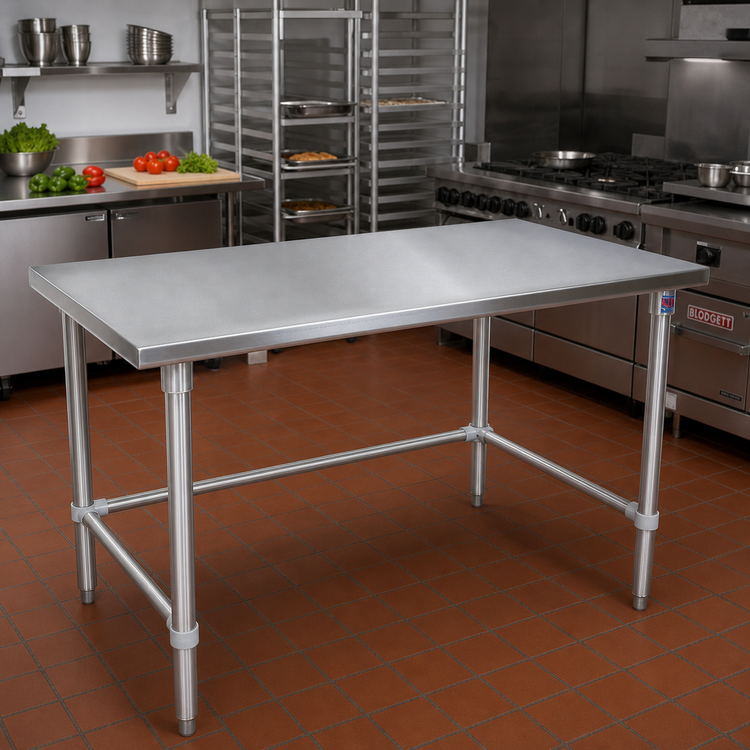 Product image #2 for John Boos Stallion 108-Inch x 30-Inch 16/300 Stainless Steel Flat Top Work Table with Safety Edge