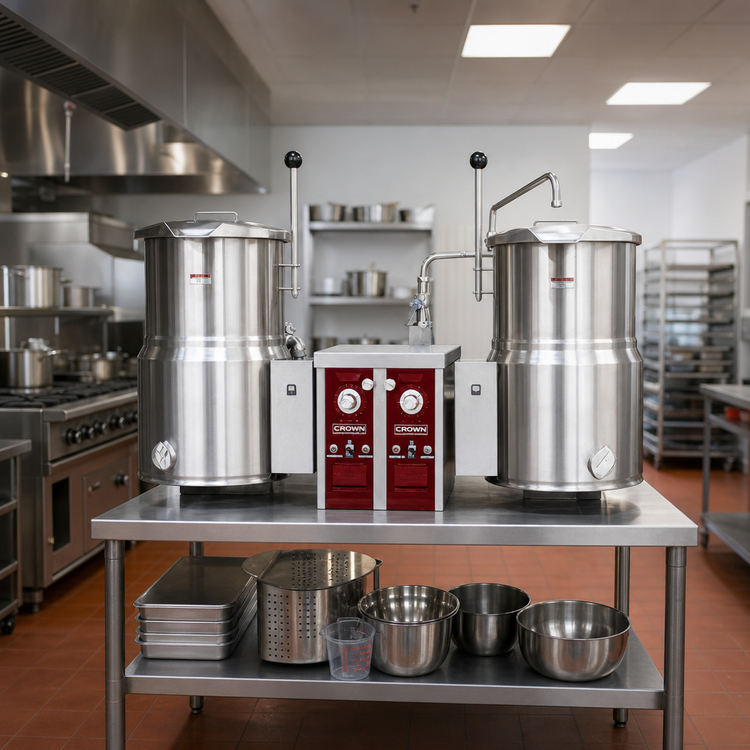 Product image #2 for Crown EC-12TW-2 Twin 12-Gallon Electric Tilting Countertop Kettle