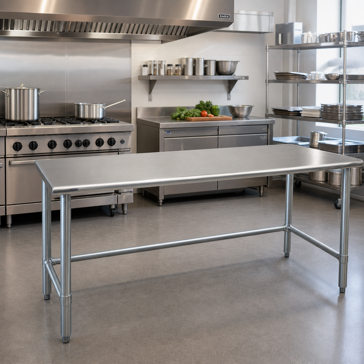 Product image #2 for Eagle Deluxe Series 72-Inch x 24-Inch Stainless Steel Work Table with Galvanized Tubular Base