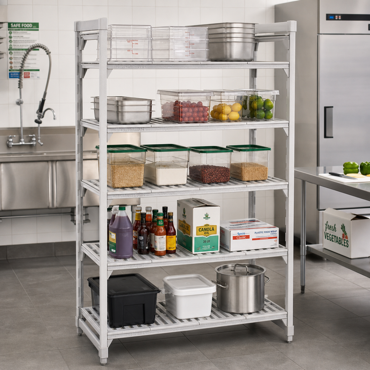 Product image #3 for Cambro Camshelving Premium 5-Tier Vented Stationary Polymer Shelving Starter Unit, 18 x 36 x 84 Inches