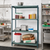 Thumbnail image #2 for Quantum 4-Tier Stationary Wire Plastic Mat Shelving Unit, 48 x 14 x 74 Inches, Green Epoxy Coated