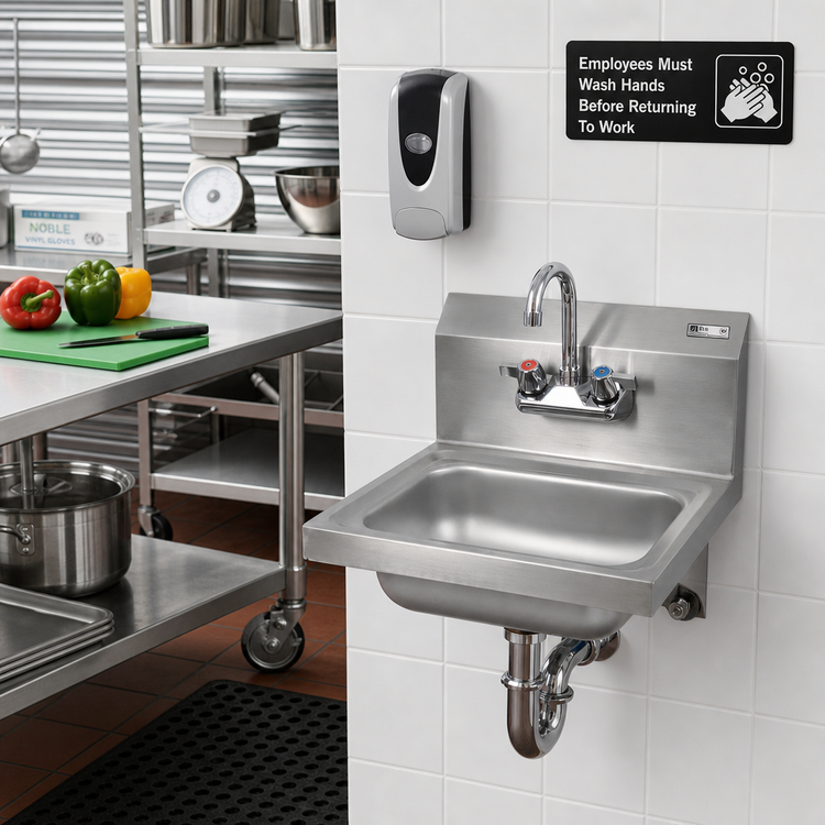 Product image #2 for John Boos Pro-Bowl Wall-Mount Stainless Steel Hand Sink with Included Faucet, 14 x 10 x 5-Inch Bowl