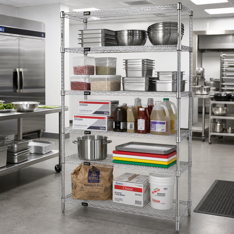 Product image #2 for Quantum 72 Inch x 24 Inch x 63 Inch Chrome-Plated Wire Shelving Starter Kit with 5 Shelves
