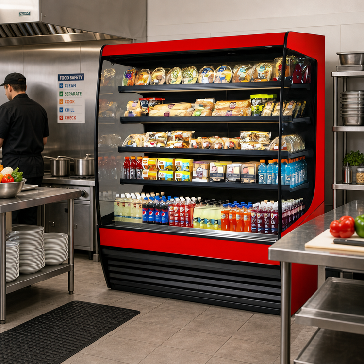Product image #2 for Federal Vision Series Curved-End Refrigerated Self-Serve Open-Air Merchandiser, 71.25-Inch W x 33-Inch D x 78-Inch H