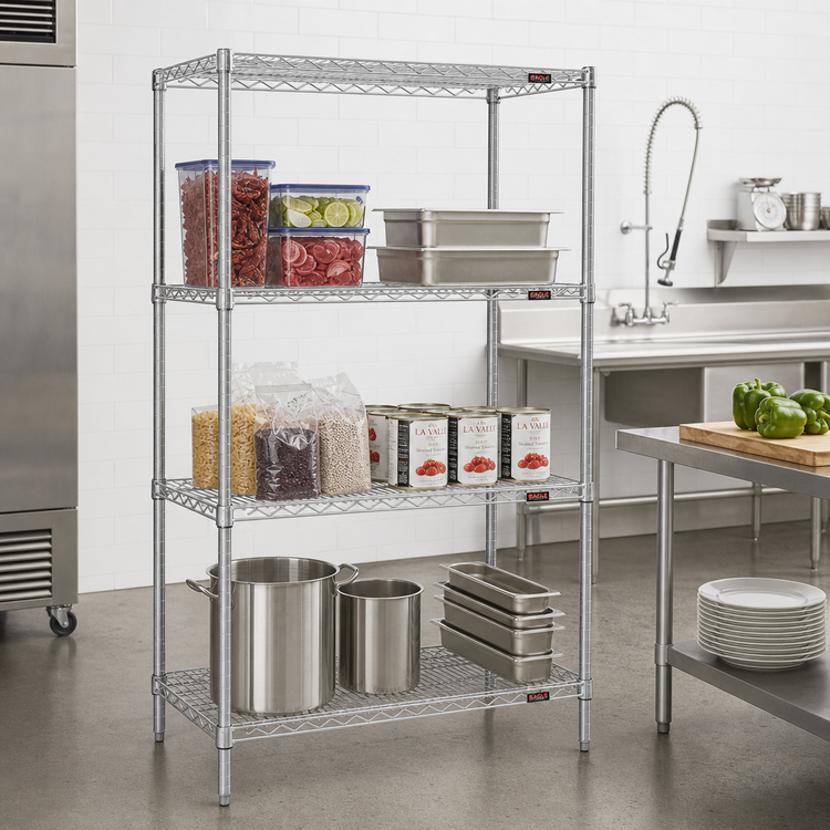 Product image #2 for Eagle Group 4-Tier Wire Starter Shelving Unit, 36 x 24 x 74 Inches, Stainless Steel Finish