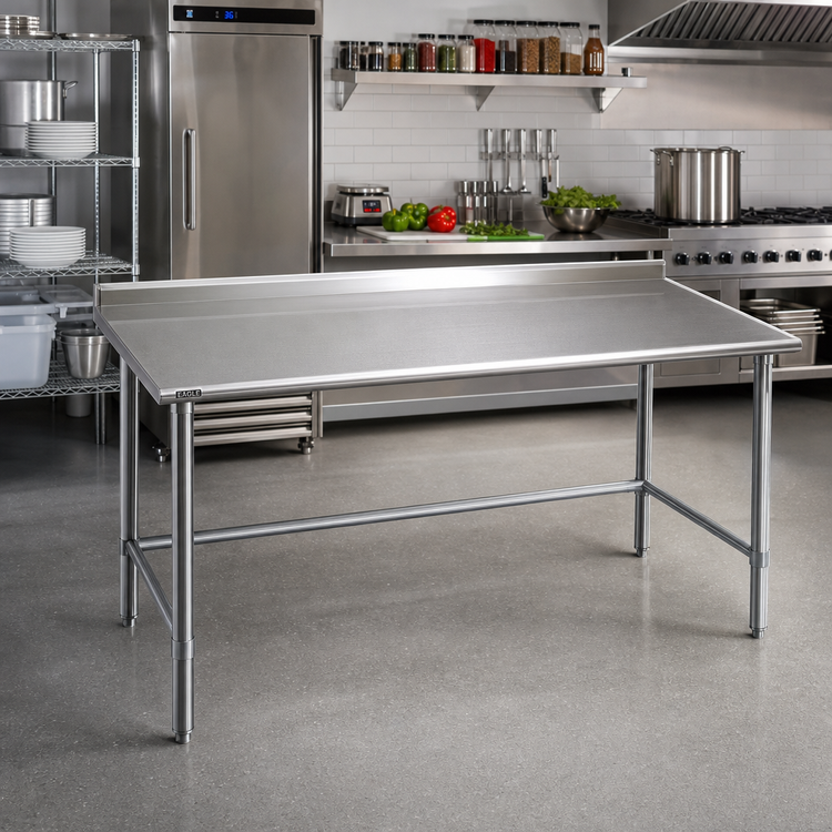 Product image #2 for Eagle Spec-Master 60"W x 36"D Stainless Steel Work Table with 1-1/2" Rear Upturn