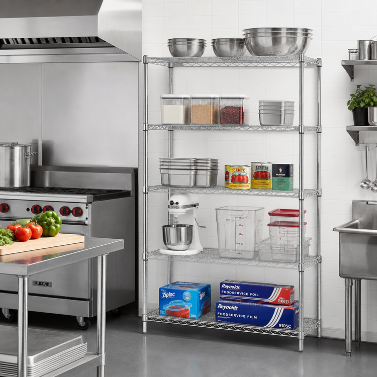 Product image #2 for EAGLEbrite 5-Tier Add-On Wire Shelving Unit, 42W x 18D x 86H, Zinc Finish