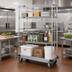 Thumbnail image #2 for Quantum Mobile Enclosure Wire Shelving Cart, 48-Inch W x 24-Inch D x 81-Inch H, Chrome-Plated