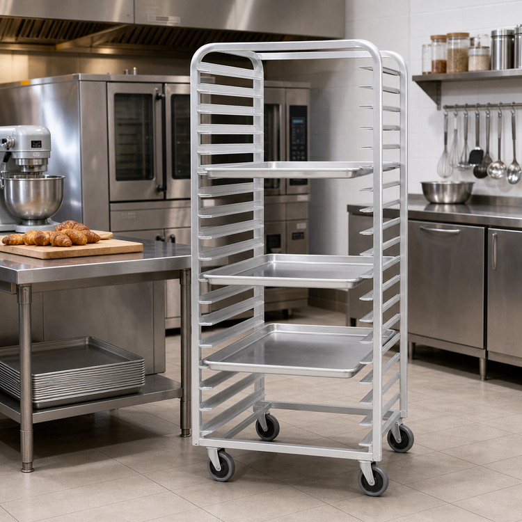 Product image #2 for Channel Standard Heavy-Duty Mobile Side-Load Aluminum Bun Pan Rack, 12-Pan Capacity