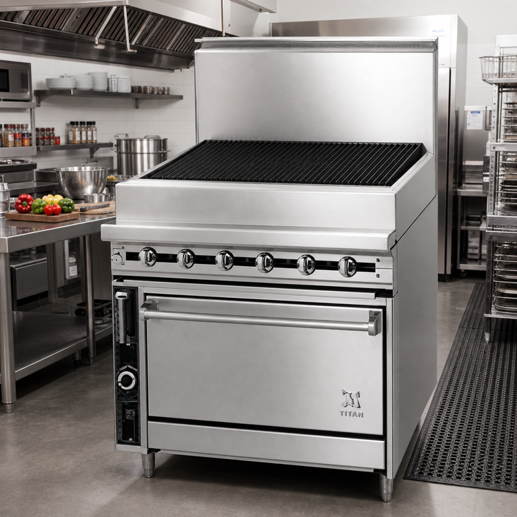 Product image #2 for Titan JTRH-72B 72-inch Heavy Duty Gas Charbroiler with Cabinet Base