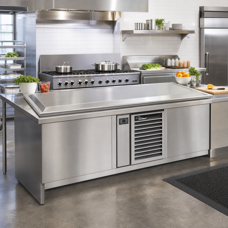 Product image #2 for Delfield 45-Inch Drop-In Self-Contained Frost Top with Raised Stainless Steel Top, R290 Refrigeration, 1/5 HP