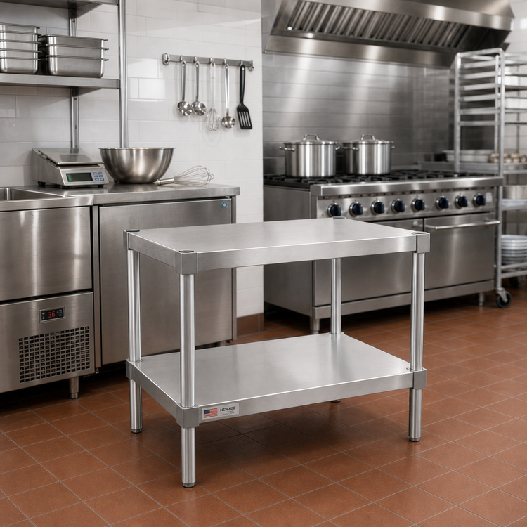 Product image #2 for New Age Stationary Aluminum Equipment Stand with 2 Adjustable Solid Shelves, 36-Inch Wide x 20-Inch Deep x 30-Inch High