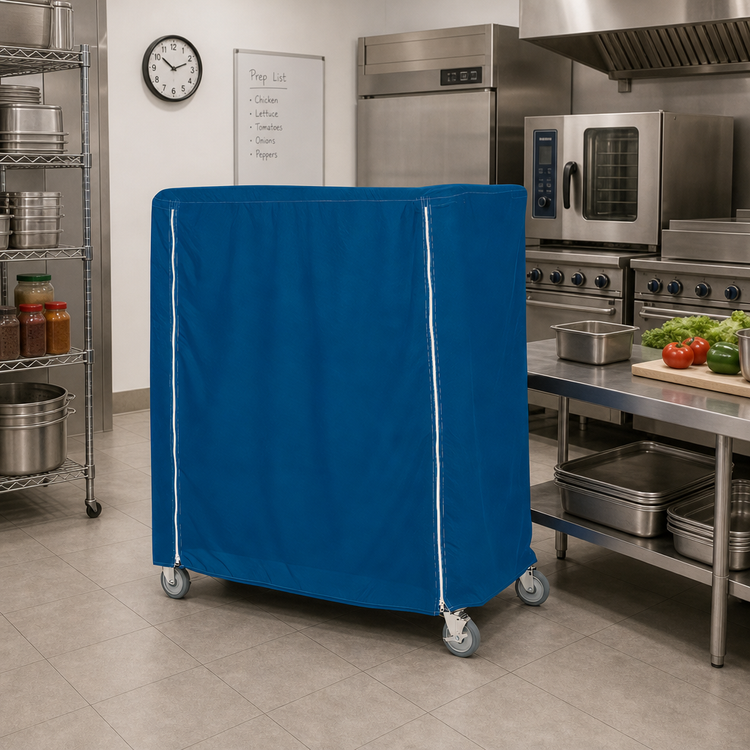 Product image #2 for Metro 60 x 18 x 54 Inch Mariner Blue Waterproof Banquet Cart Cover with Velcro Fastener