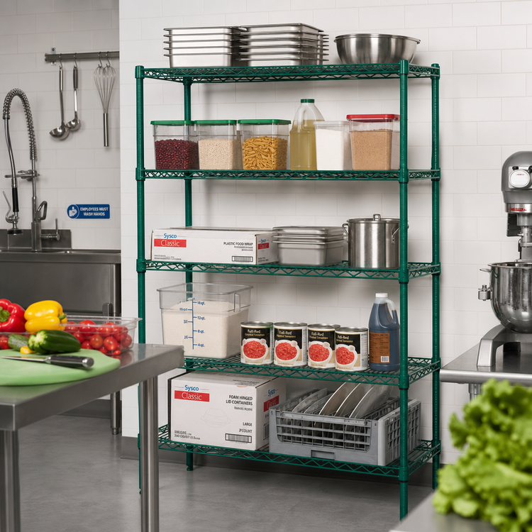 Product image #2 for Quantum 60 Inch W x 12 Inch D x 63 Inch H Stationary 5-Shelf Wire Shelving Starter Kit