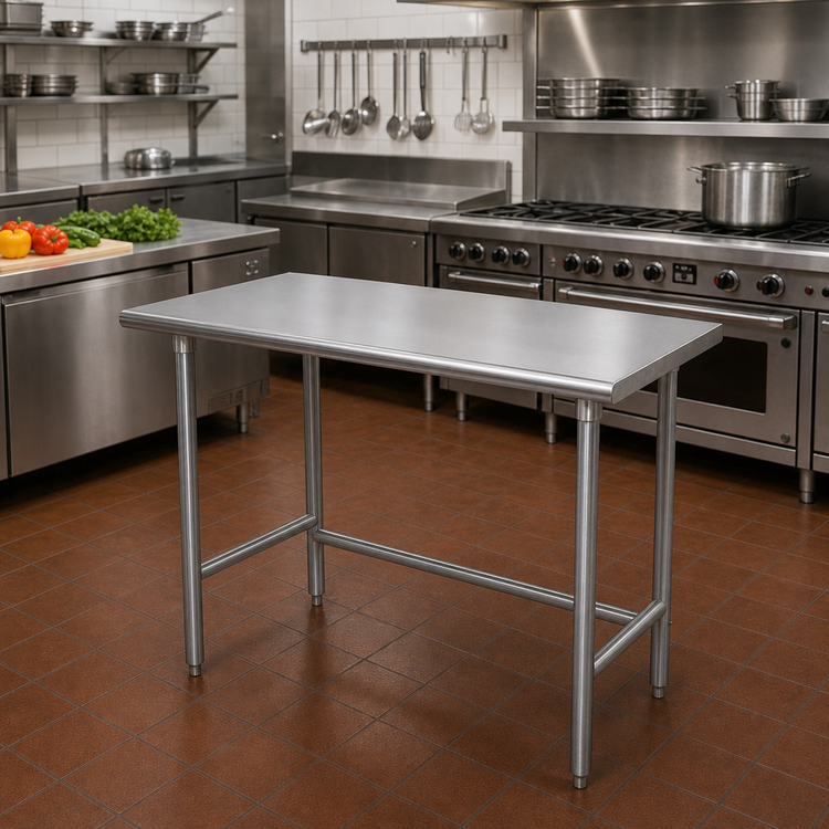 Product image #2 for Advance Tabco 48" x 24" Flat Top Stainless Steel Work Table with Galvanized Legs