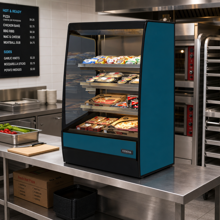 Product image #2 for Federal Industries Vision Series Heated Self-Serve High Profile Countertop Hot Food Merchandiser with 3 Heated Shelves, 24 x 33 x 60 Inches