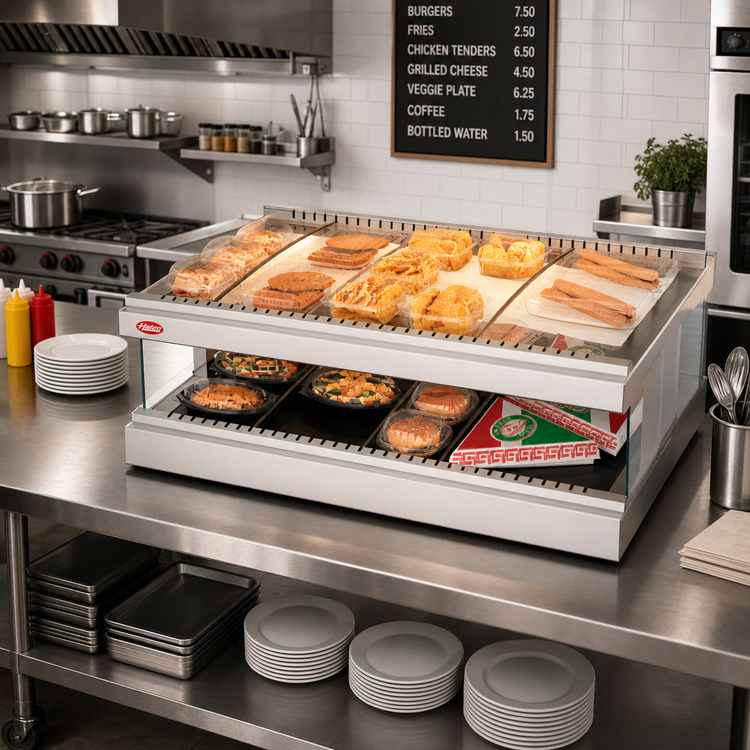 Product image #2 for Hatco Glo-Ray Designer Horizontal Countertop Display Warmer, 33-Inch, 1 Heated Glass Shelf, 12 Rods