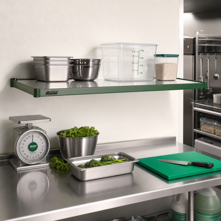 Product image #2 for 30 Inch x 21 Inch Solid Galvanized Steel Shelf with Marine Edge, Green Epoxy Finish