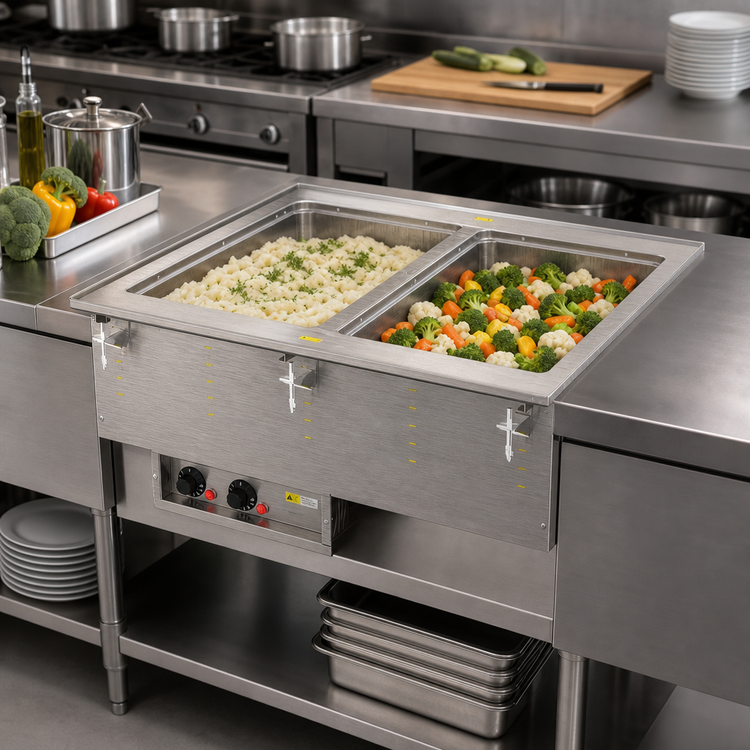 Product image #2 for Vollrath Two-Well Marine-Grade Drop-In Hot Food Well with Thermostatic Controls, Manifold Drain, 240V