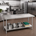 Thumbnail image #2 for Advance Tabco 72 Inch x 36 Inch 14-Gauge 304 Stainless Steel Work Table with Adjustable Galvanized Undershelf