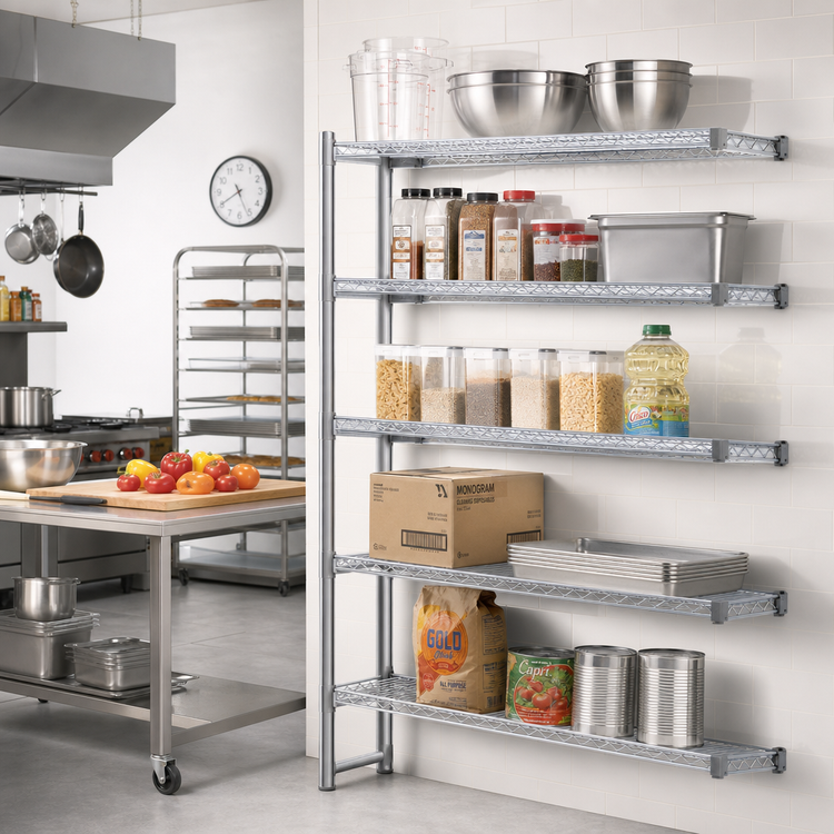 Product image #2 for EAGLEbrite 5-Tier Add-On Wire Shelving Unit, 60W x 18D x 86H, Zinc Finish