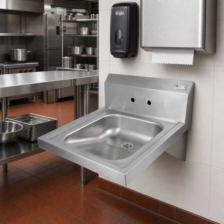 Product image #2 for John Boos Pro-Bowl Wall-Mount Stainless Steel Hand Sink, 14" x 16" Bowl, 5" Deep