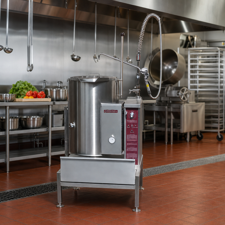 Product image #2 for Crown GC-12 Floor Model 12 Gallon Gas 2/3 Jacketed Tilting Kettle