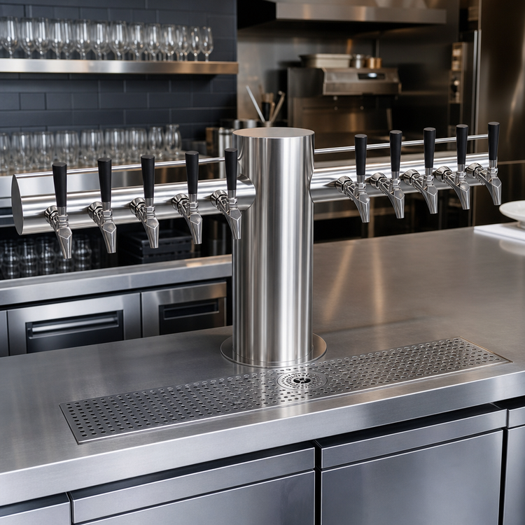 Product image #2 for Krowne Max-T Style 10-Faucet Glycol-Cooled Countertop Beer Tower, Brushed Stainless Steel